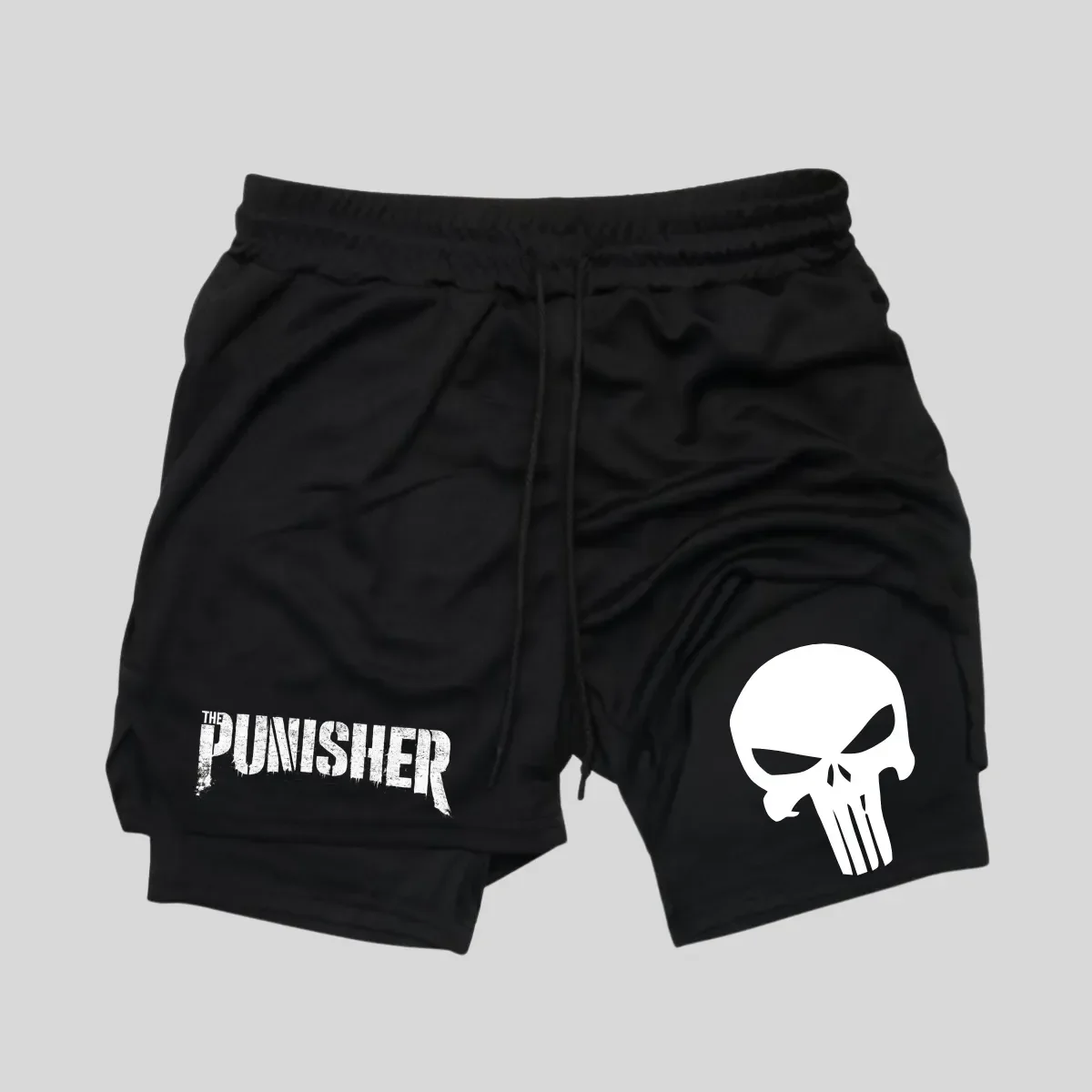 Foto 1 de Short Dry-fit Compressão 2 Em 1 Academia Punisher Justiceiro