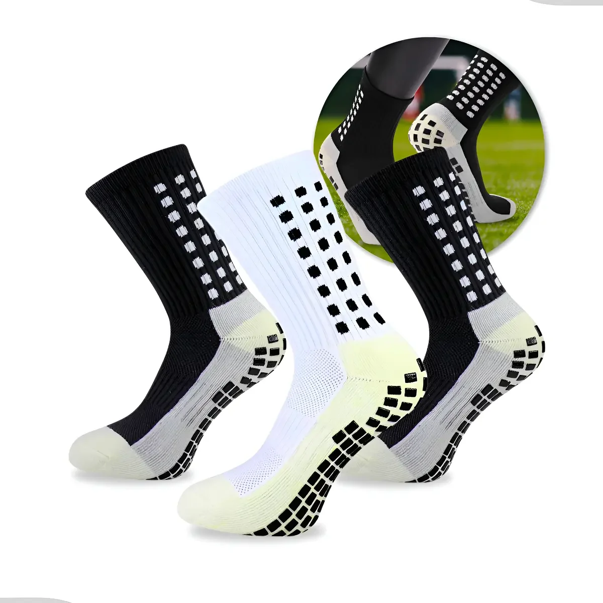 Foto 1 de Kit 3 Pares Meia Antiderrapante Esportiva Futebol Treino
