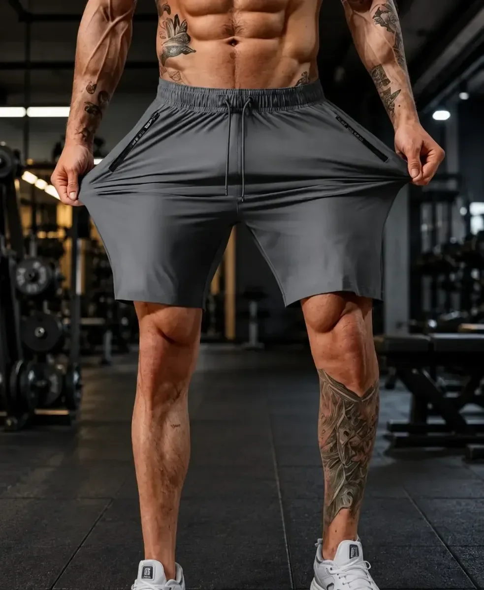 Foto 1 de Bermuda Masculina Slim Fit De Poliamida Esportiva Fitness