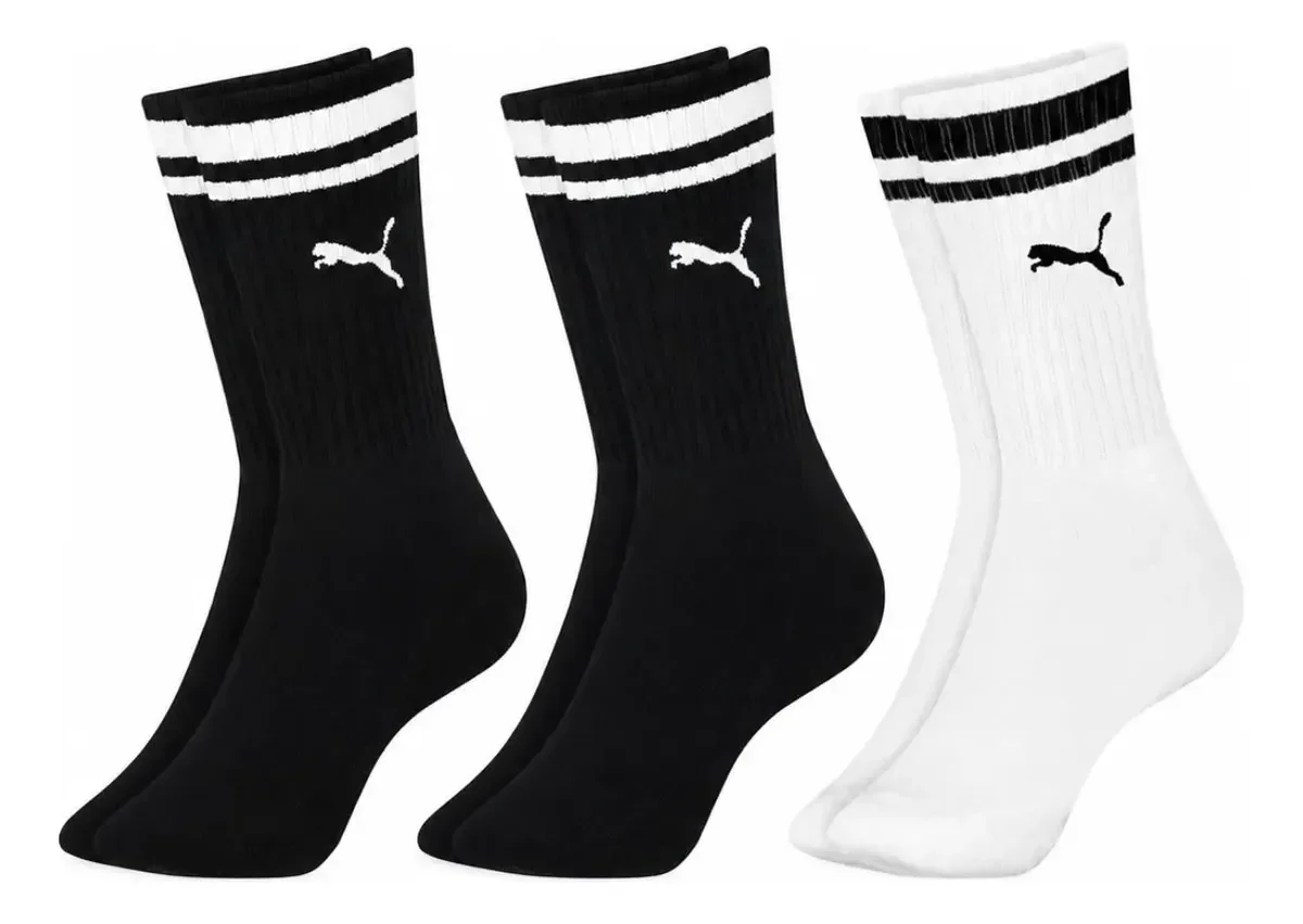 Foto 1 de Kit 3 Pares Meias Puma Cano Alto Longo Confortável Original